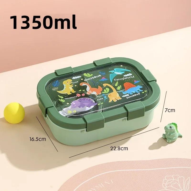 Bento Box Plastic Large Capacity Lunch Box with Soup Bowl and Spoon Children School Picnic Compartment Food Container Gifts