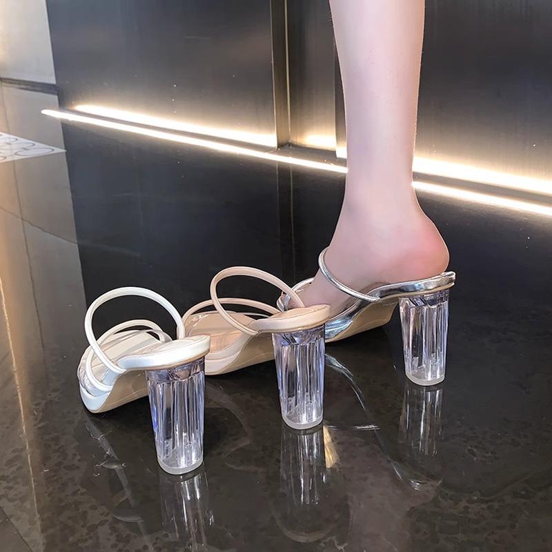 2024 Vară sexy impermeabil platformă argintiu transparent tocuri înalte de damă