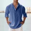 Cotton Linen Shirts for Men Casual Shirts Lightweight Long Sleeve Henley Beach Shirts Hawaiian T Shirts for Men Streetwear
