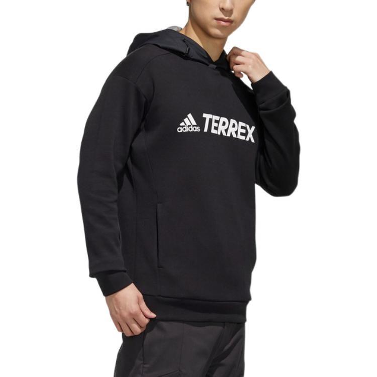 adidas Sweatshirts Men's Black Hooded Moderate Regular FJ9246