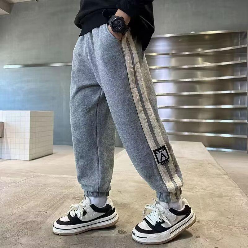 

New Boys Sweatpants Loose Stylish Autumn Winter Boys Pants Cool Handsome Outdoor Casual Pants Medium Large Sports Pants 170 сірий колір