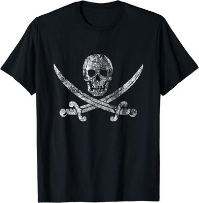 Camiseta unisex con calavera pirata vintage