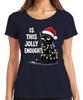 Is This Jolly Enough Christmas Cat Sarcastic Santa Hat Ladies TShirt