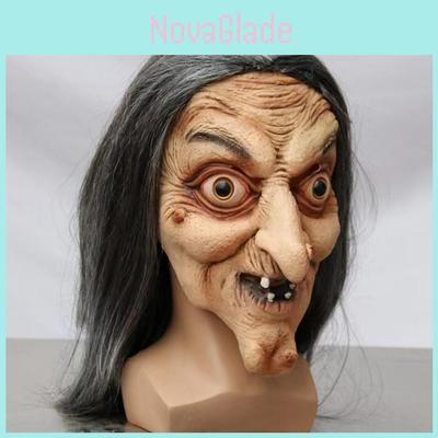 Máscara de bruja de látex para Halloween, disfraz de terror para fiestas y decoración.