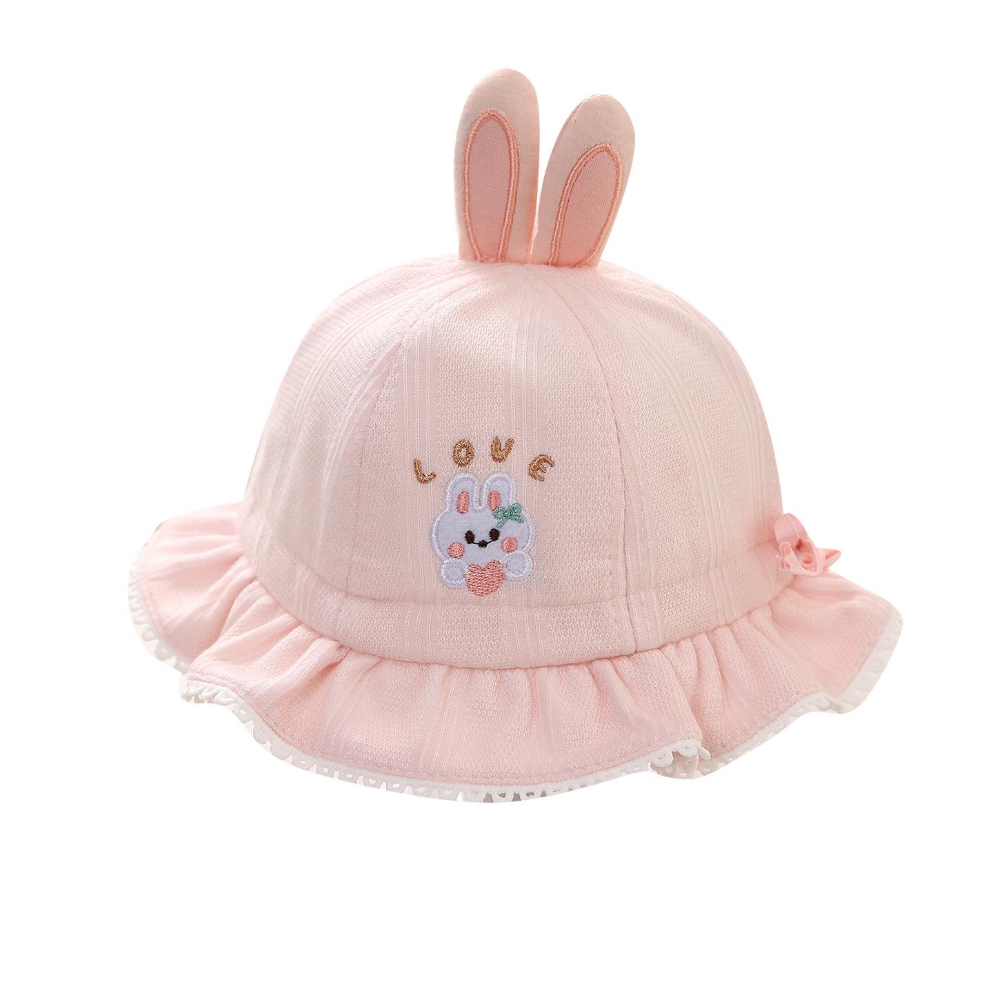 

Infant Toddler Fisherman Sun Hat - Baby Sun Protection for Spring and Summer Rabbit Love Beige