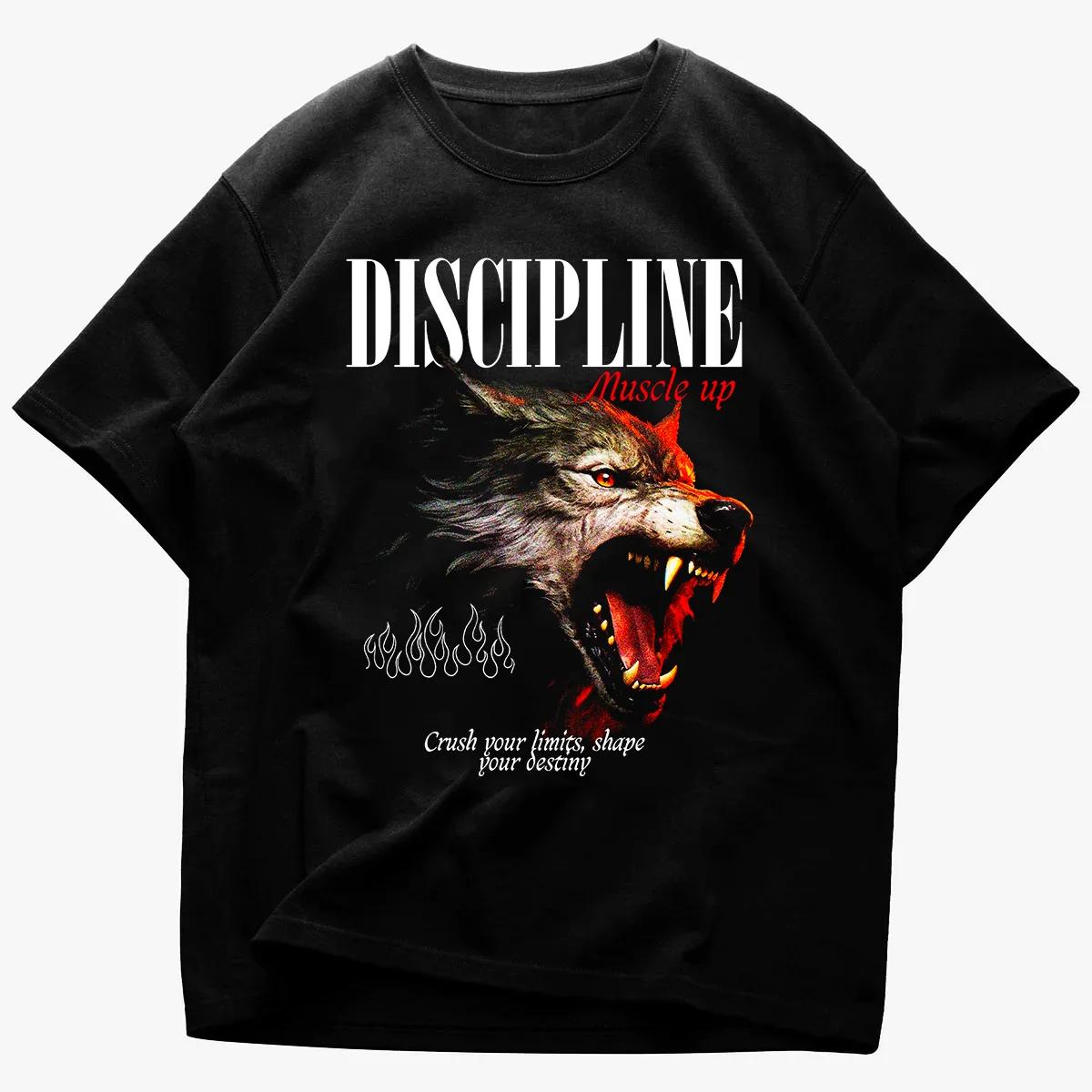 Wolf Cotton TShirt Grunge Gothic Men Fitness Muscle Black Graphic Tee - Men s Summer Cotton Graphic Tee S
