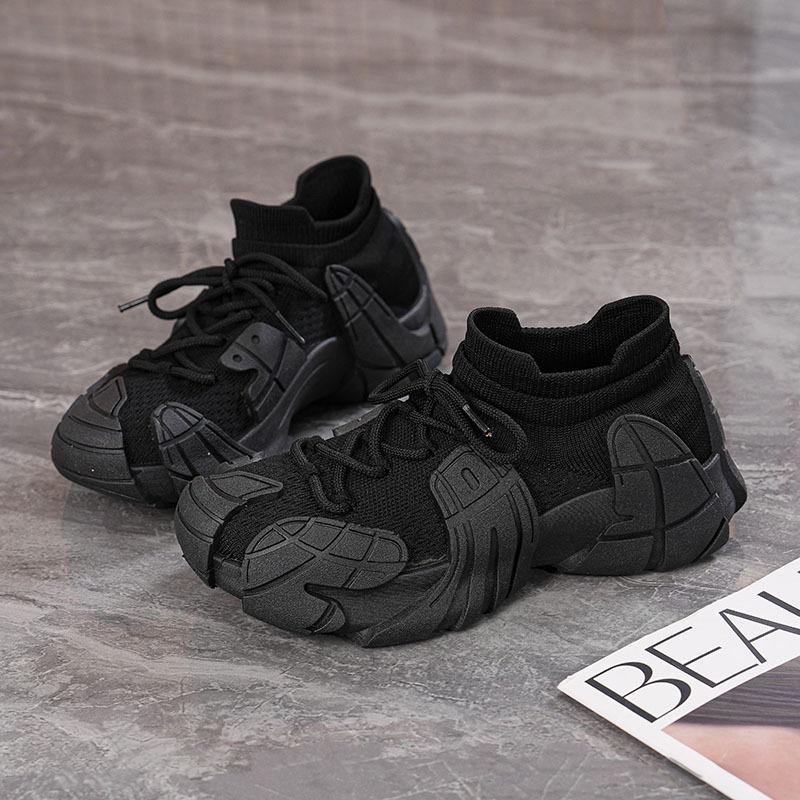 Spring new ins flying woven shoes student sports shoes fitness running casual shoes heightening shoes