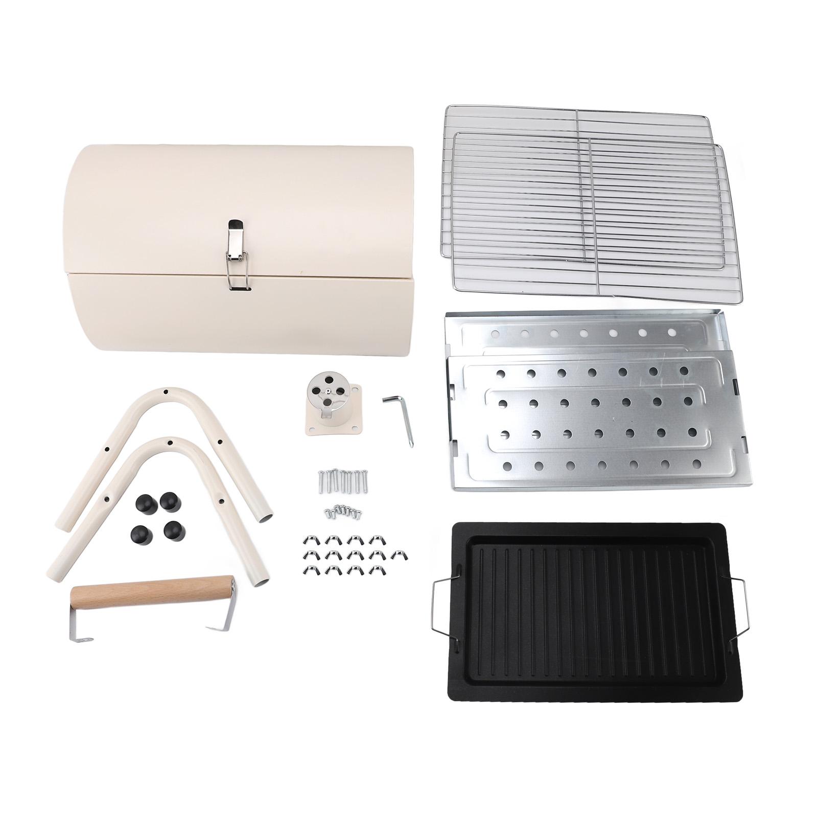 

Двухсторонний портативный угольный гриль, многофункциональная уличная угольная печь-барбекю с дымоходом для White with Baking Tray