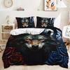 Night Forest Animal Wolf Three-piece Quilt Cover 3D Digital Printing Bedding Set Bed Cover