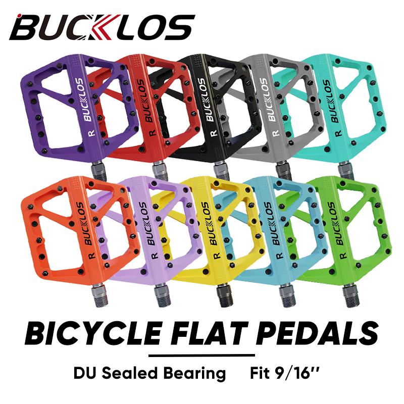 BUCKLOS Bicycle Pedals Sealed Bearing MTB Platform Pedal for Bicycle Mountain Nylon Bike Flat Pedals 9/16'' MTB Road Bike Part