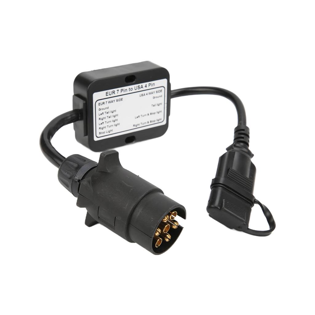 Trailer Connector European 7 Pin to American 4 Pin Taillight Circuit Converter for Caravan Boat Trailer