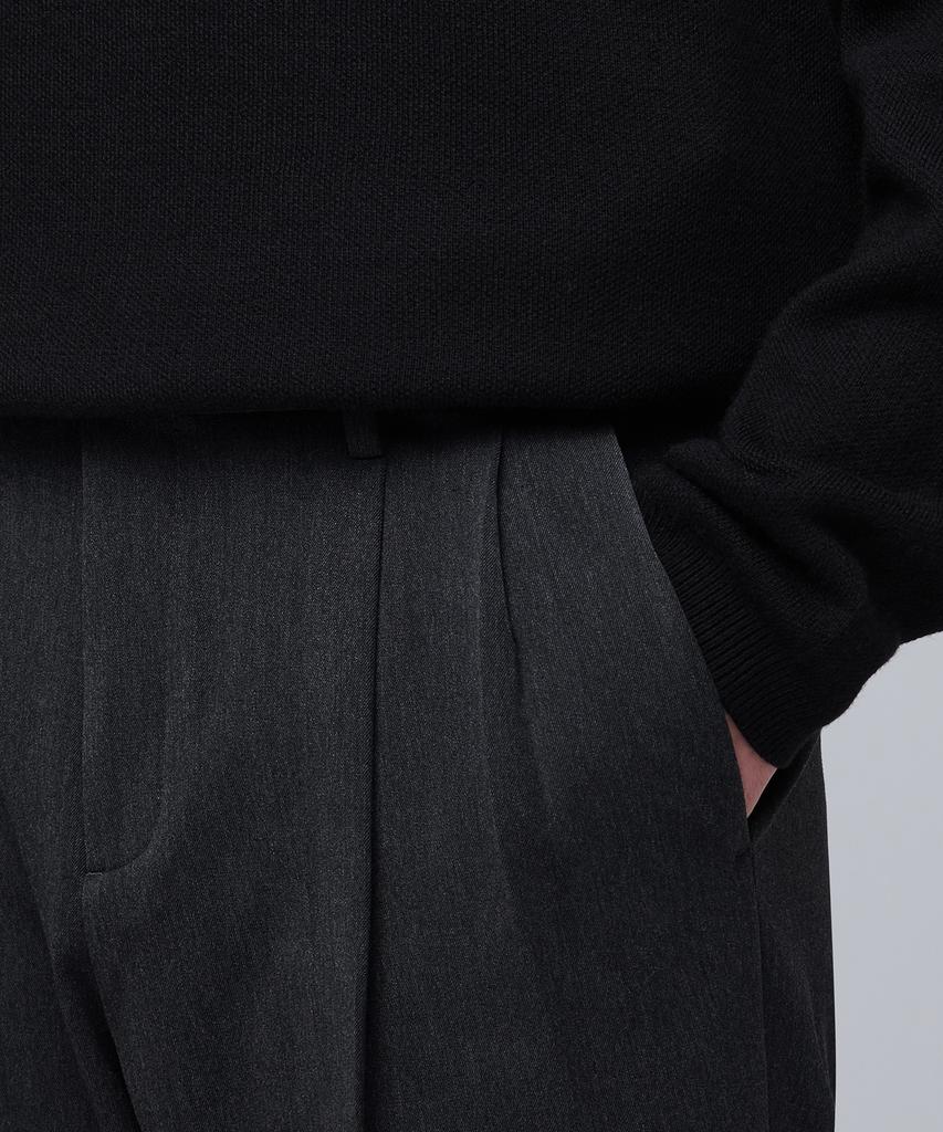 Musinsa Standard Heavyweight Fleece-Lined Real Wide Hidden Elastic Waist Slacks [Charcoal Gray]