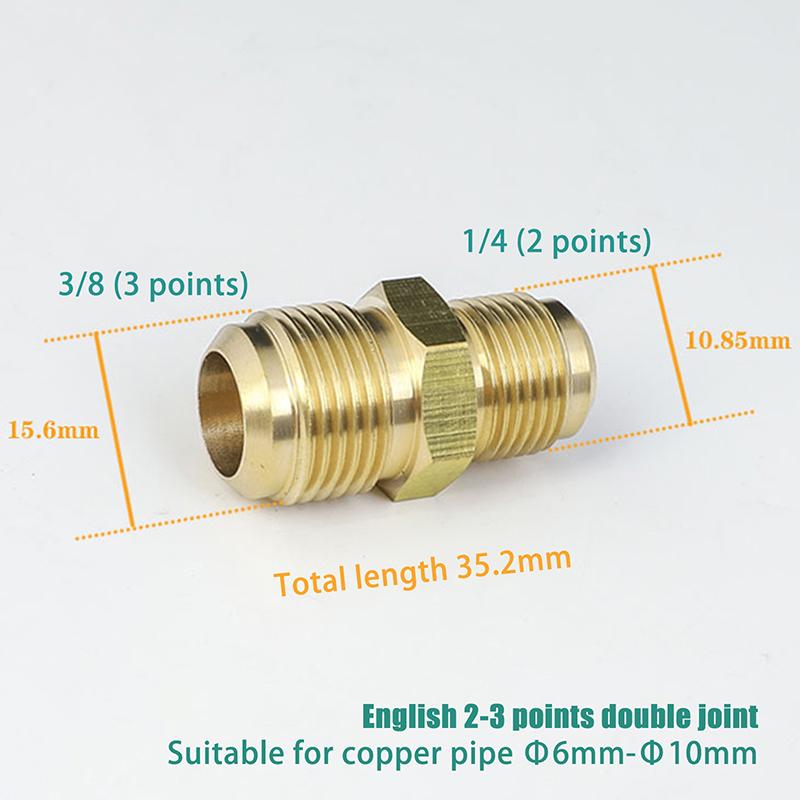 Equal Reducer Nipple Flare Tube OD 1/4" 5/16" 3/8" 1/2" 5/8" 3/4" 7/8" SAE-Standard Brass Pipe Fitting Connector Air Coniditoner