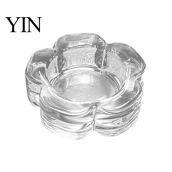 Transparent Glass Tealight Holder Flower Holder, Plum Blossom Candle Bump Resistant for Home Party Decor, Wedding Table Centerpiece Decorative