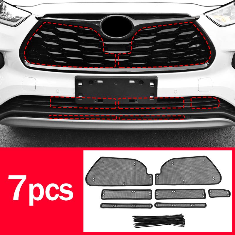 For Toyota Highlander XU70 Kluger 2020 2021 2022 2023 2024 Car Front Grille Insect Screen Exterior Parts Accessories 7PCS