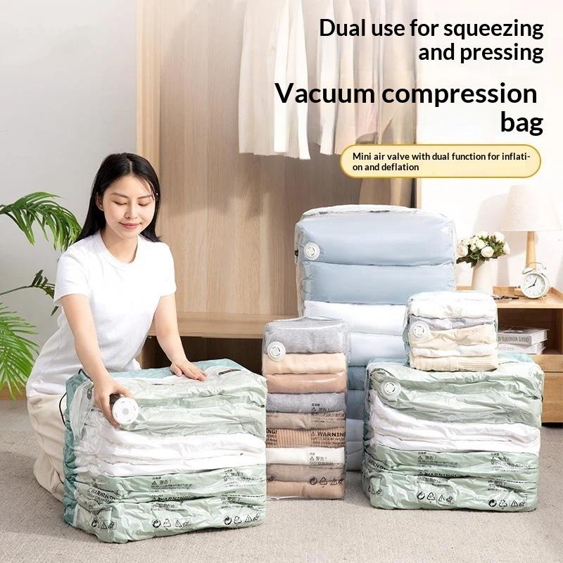 No Pump Design Vacuum Compression Storage Bags Extra Large For Clothes Blankets Bedding Bedroom Storage