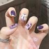 Purple Flower Bow Nail Art Tips - Detachable, Whitened & Wearable