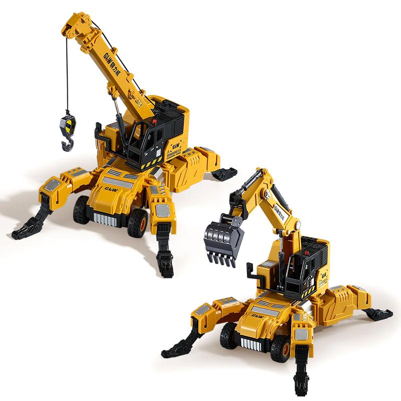 Ingenieurwesen Trägheitsfahrzeug Verwandlungsfähiger Kran Bagger Spielzeugfahrzeug Auto Traktor Modell Die-Cast Legierung+Kunststoff für Kinder Geschenk