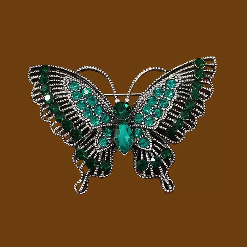 Broche Papillon Vintage Européen-Américain avec Strass: Broche revers à la mode avec design d'insecte en alliage