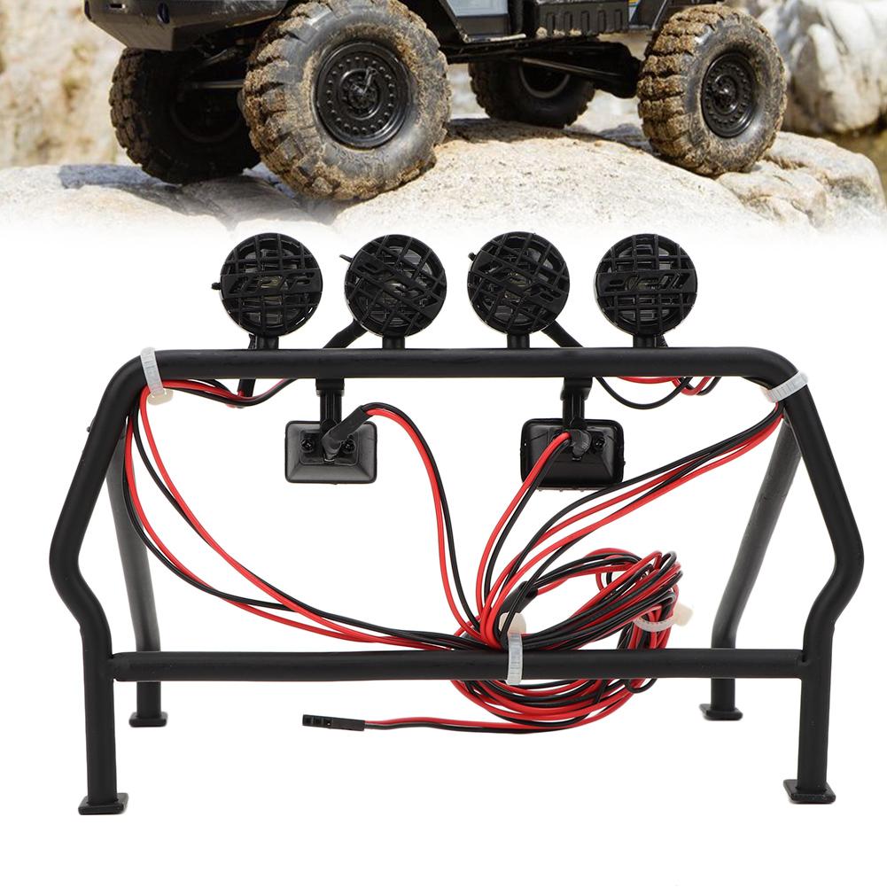 Metal Roll Cage with 6 LED Light Fit for SCX10 1 10 Axial 4WD RC Car
