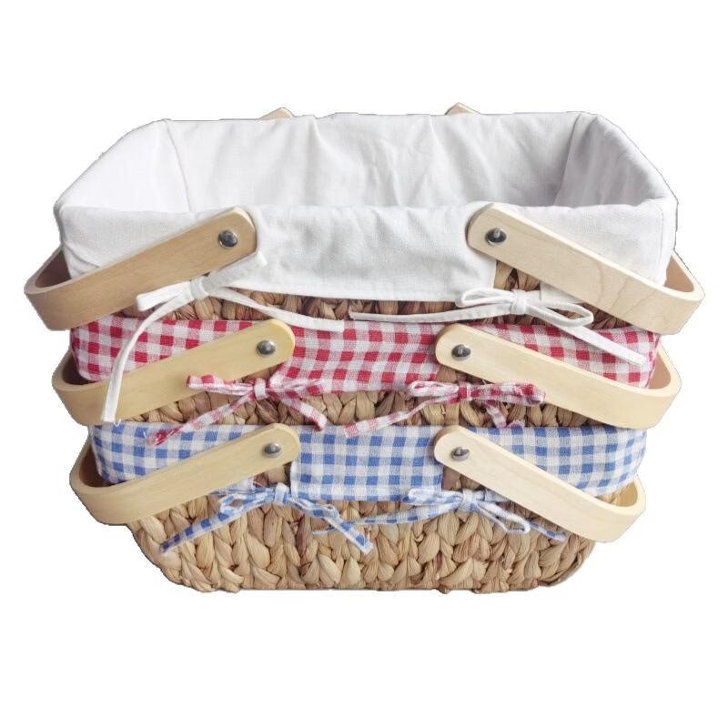 Handmade Wood Woven Picnic Storage Basket