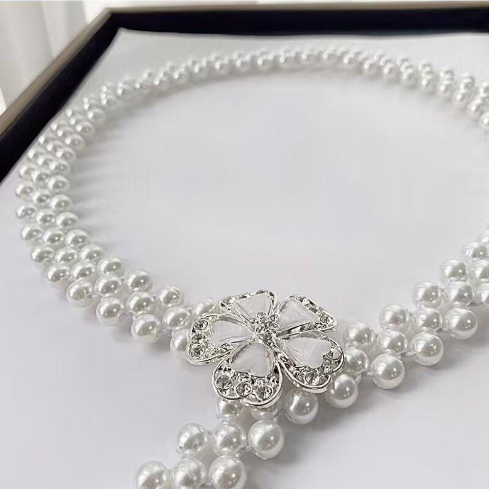 Boho Petal Pearl Waist Chain Thin Ladies Thin Waistband Belly Chain Belt Women Dress Decoration