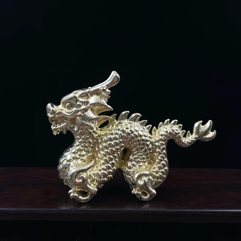 Rosenholzgrün Skulptur Tier glückverheißender Drache Holzschnitzerei wie Sternzeichen Drache Dekoration Maskottchen Dekoration