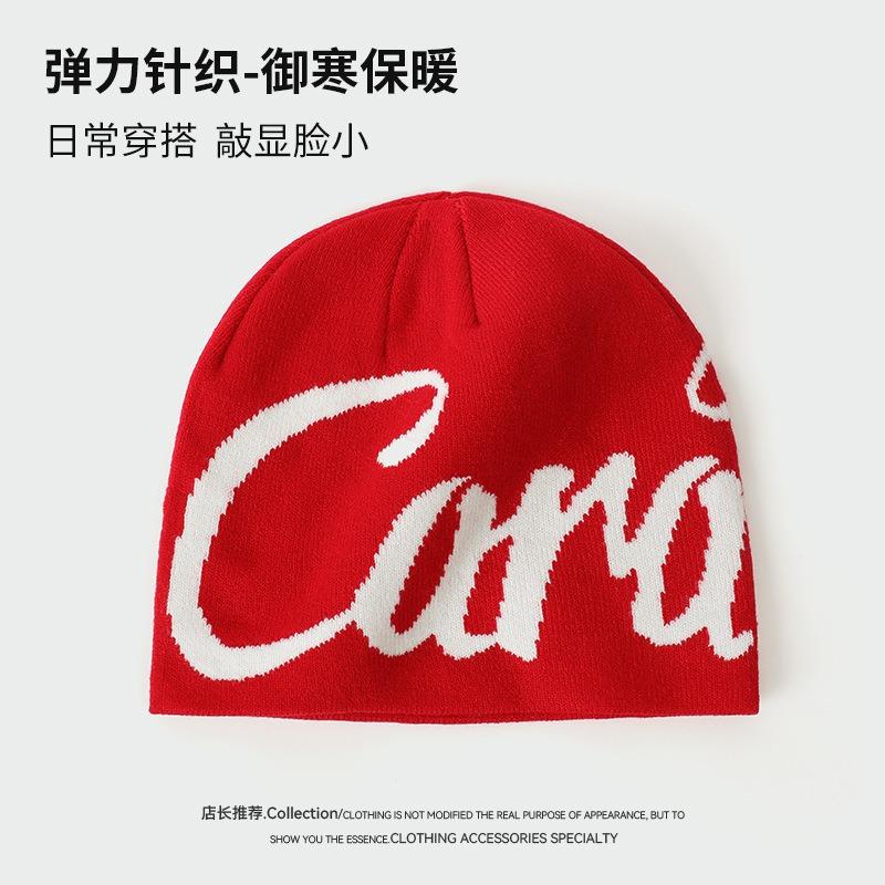 

Модная универсальная вязаная шапка с жаккардовым узором в виде букв, женская уличная холодная шапка, осенне-зимняя мужская теплая шапка-балаклава от холода One Size (54-58cm)