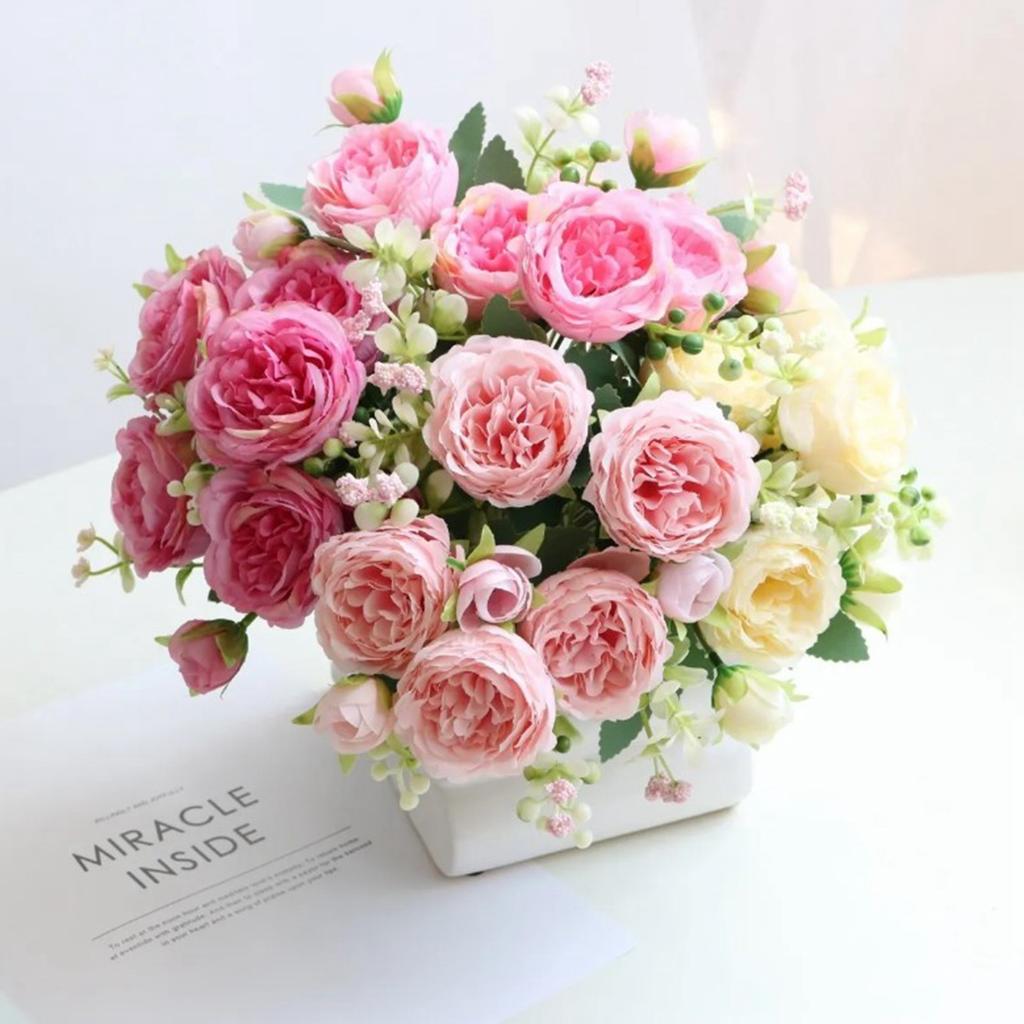 2 Bunches Artificial Peonies Romantic Vivid 6cm Diameter Attractive Decorative Light Weight Faux