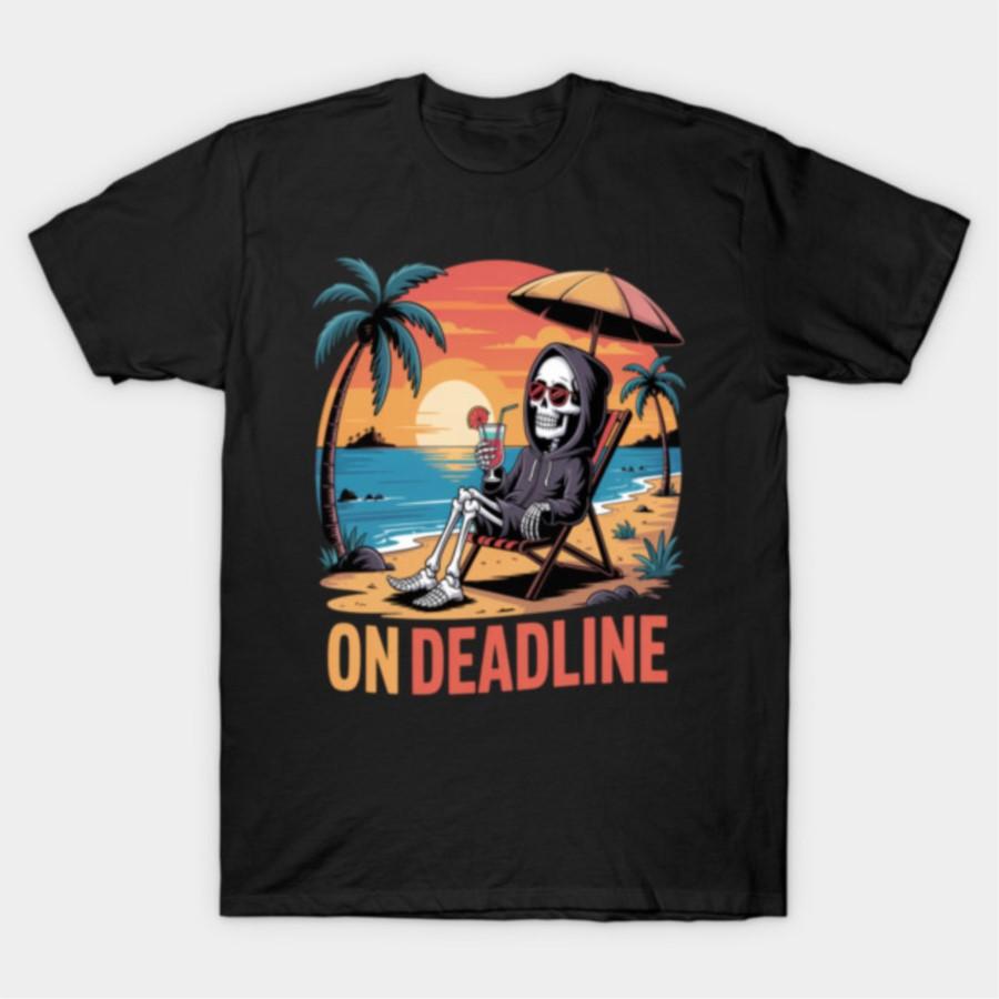 

On Deadline Skeleton Chill T-shirt For Men Women 100% Cotton T Shirts Short Sleeve Tops 0320-3 - Men s Summer Cotton Graphic Tee S разноцветный