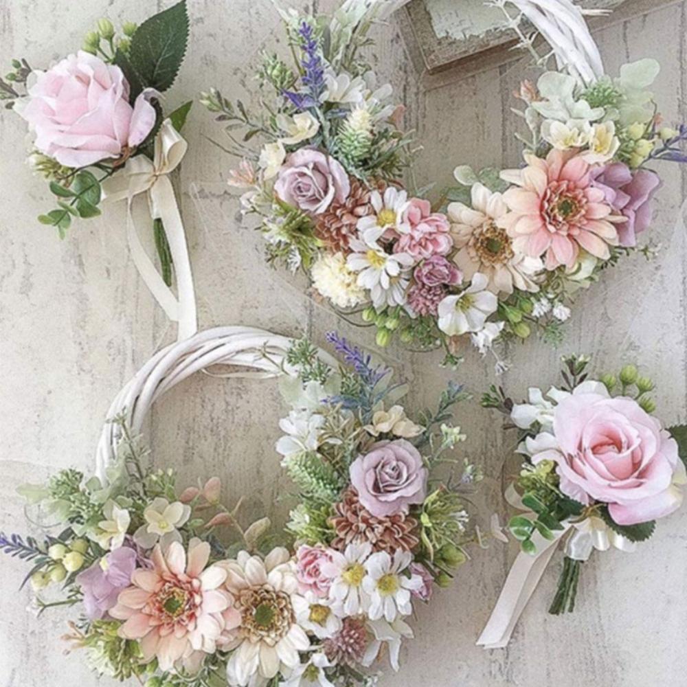 DIY Craft Xmas Vine Hanging Blank Ornament White Garland Wicker Wreath Christmas Decoration Rattan Ring