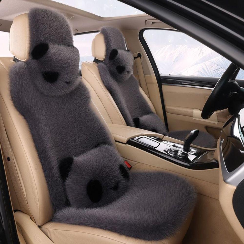 Non-slip Car Plush Cushion Cartoon Panda Backrest Lumbar Support Car Headrest Waist Support  Winter