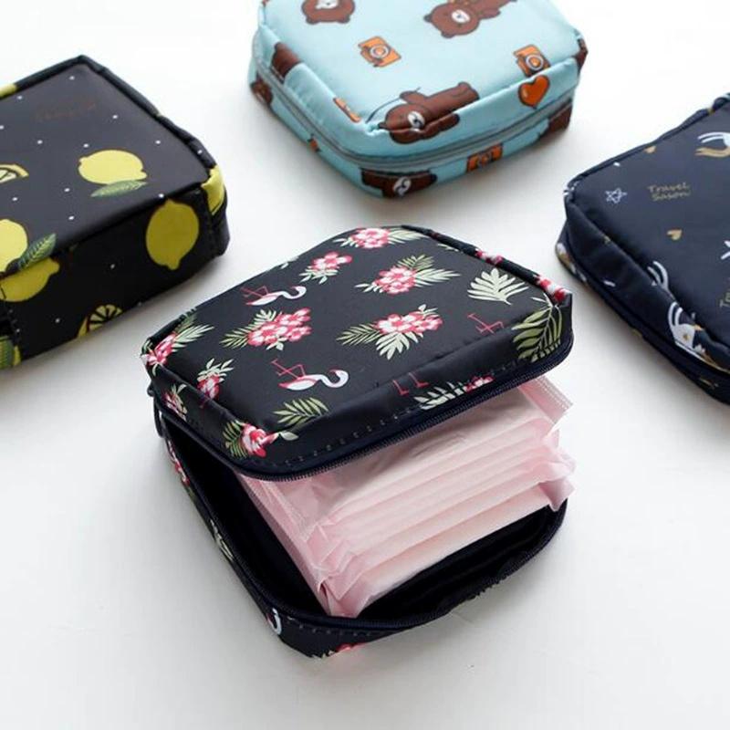 Diaper Sanitary Napkin Storage Bag Nylon Sanitary Pads Package Bags Coin Purse Jewelry Organizer Credit Card Pouch Case