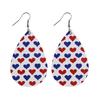 Independence Day Leather Pu Earrings Water Drops Stars And Stripes Stars Ladies