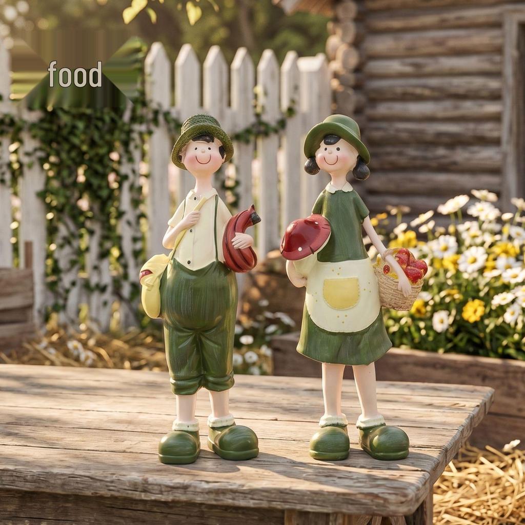 Cute Pastoral Style Resin Ornaments: Rural Couple for Home or Valentine's Decor