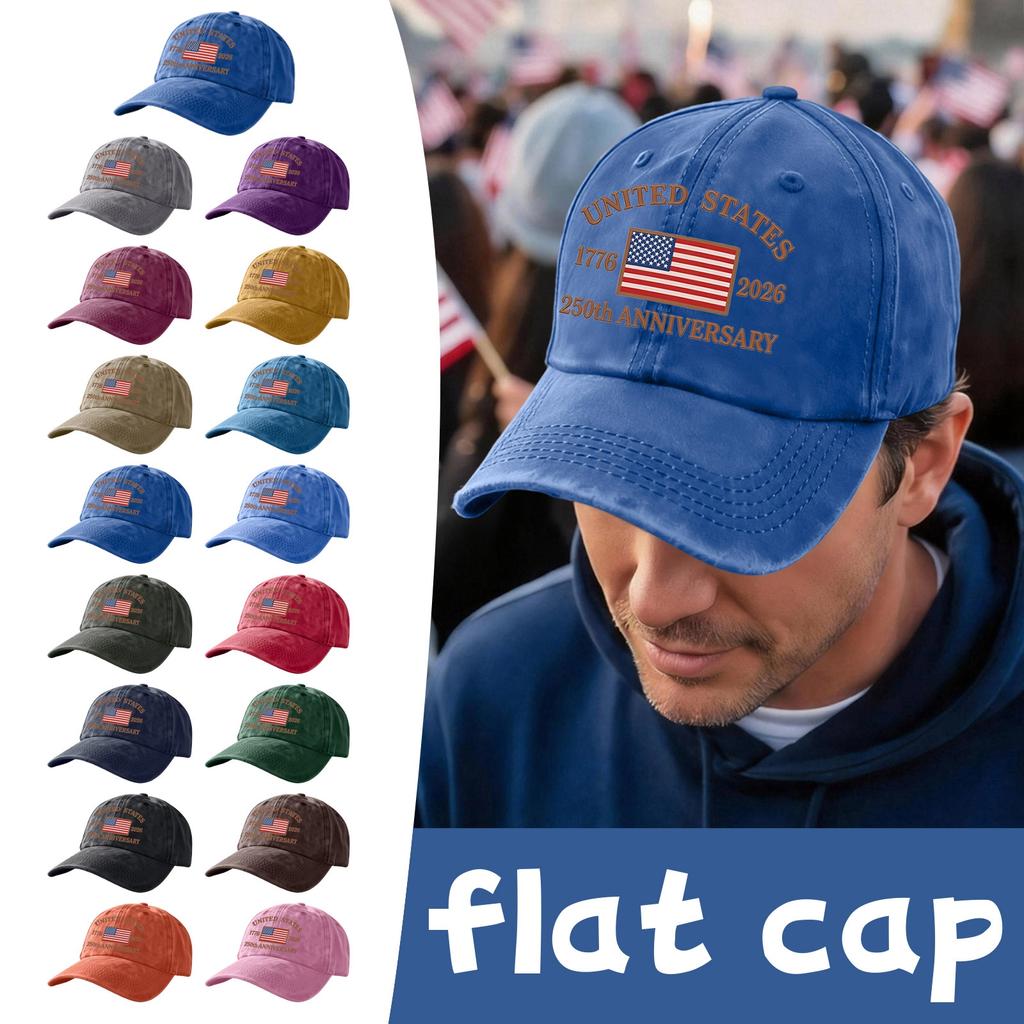Unisex Vintage Washed Baseball Cap with United States 250th Anniversary 1776 2026 Print Adjustable Fit Classic Style