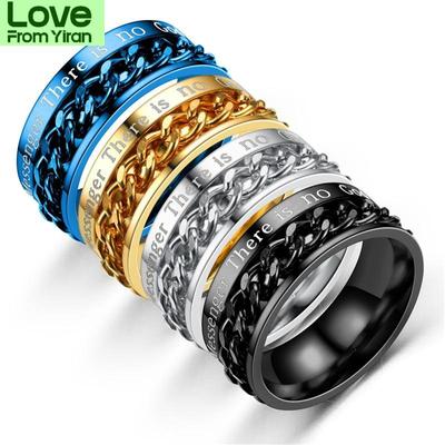 Stainless Steel Spinner Ring Spiritual Cool Stuff Men 'S Rotatable Chain Cock Ring Punk Accessories Boyfriend Gift