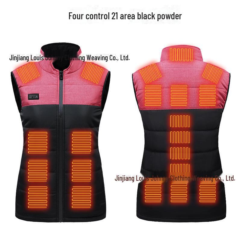 Vestă încălzită USB cu control dublu cu 17 zone - stil cuplu, temperatură constantă