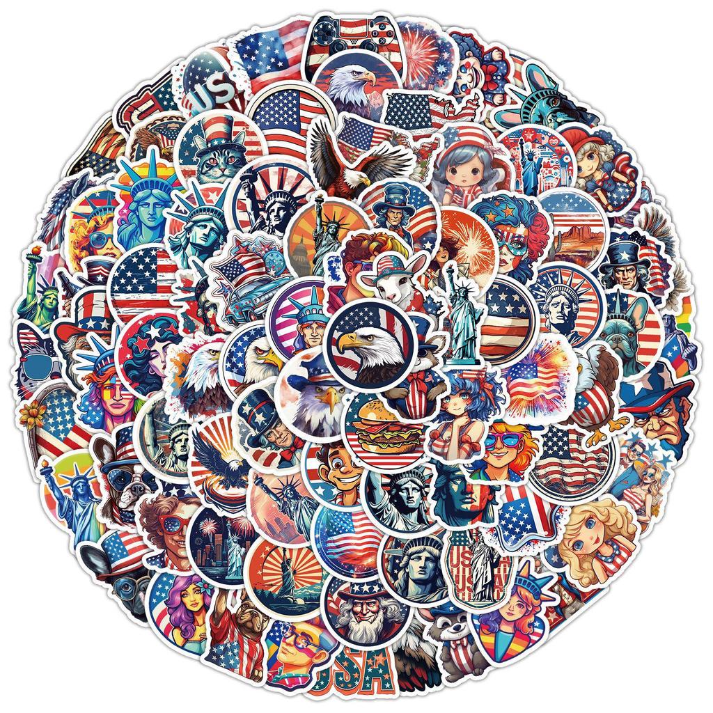 American Style Graffiti Stickers - 100 Waterproof Creative Stickers for Car, Phone, and Water Cup Decoration