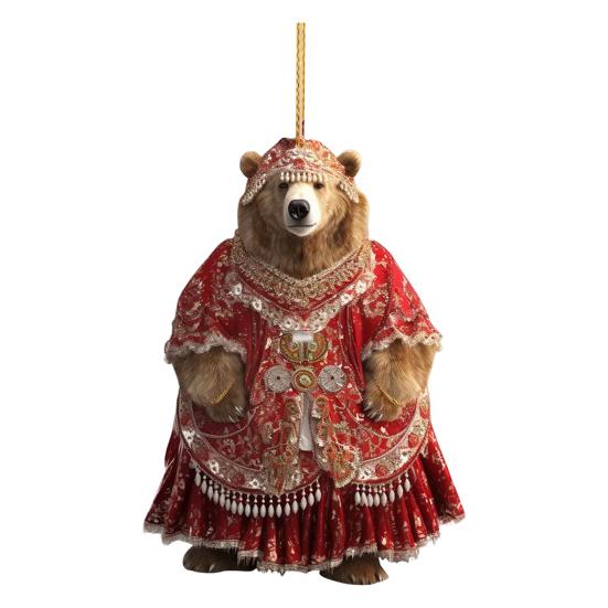 Polar Bear Christmas Ornament Cute Bear Xmas Tree Ornament 2D Acrylic Hanging Pendant for Car Interior Home Decor