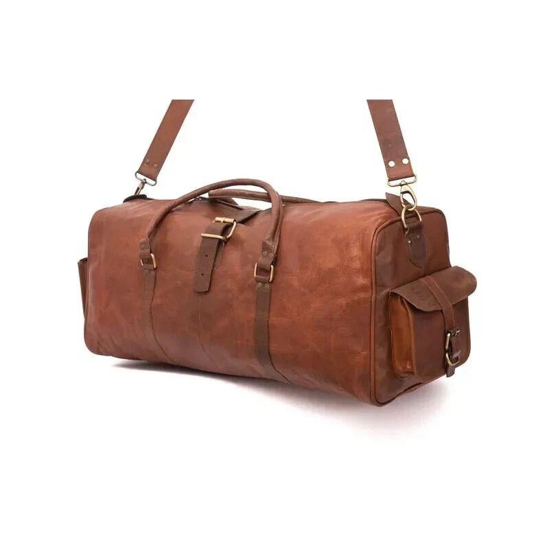 

Bag Leather Duffle Travel Men Luggage Vintage Genuine Weekend Overnight 30 x 11 x 11 in