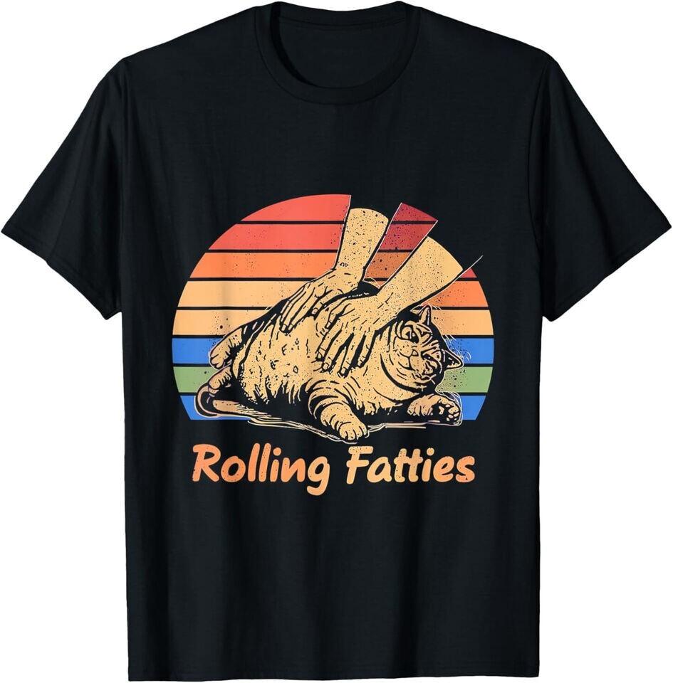 Cat Rolling Fatties Funny Unisex Black TShirt Unisex T-Shirt S