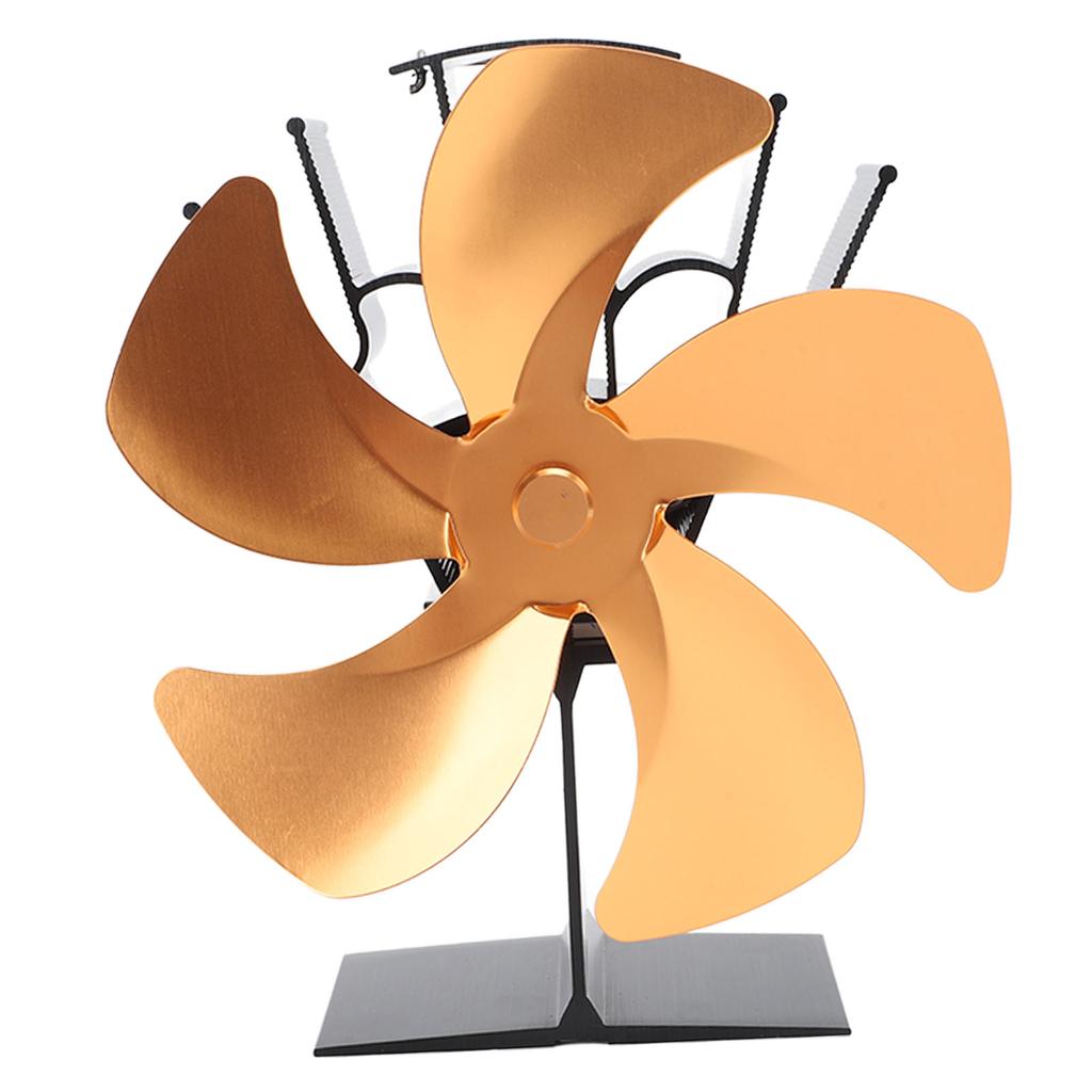 5 Blade Heat Powered Stove Fan Fireplace Fans Self Generating Thermal Fan for Wood Log Burner