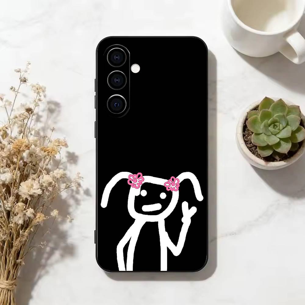 Funny quirky stickman Phone Case Black Silicone Soft For Samsung Galaxy A73,A72,A71,A70,A53,A52,A51 Samsung a52
