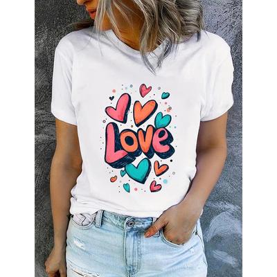 T-shirt Estive da Donna a Maniche Corte Stampate, alla Moda e Casual, Lavabili in Lavatrice, Vestibilità Comoda, Stampa Piatta 2D, 2D Piatta