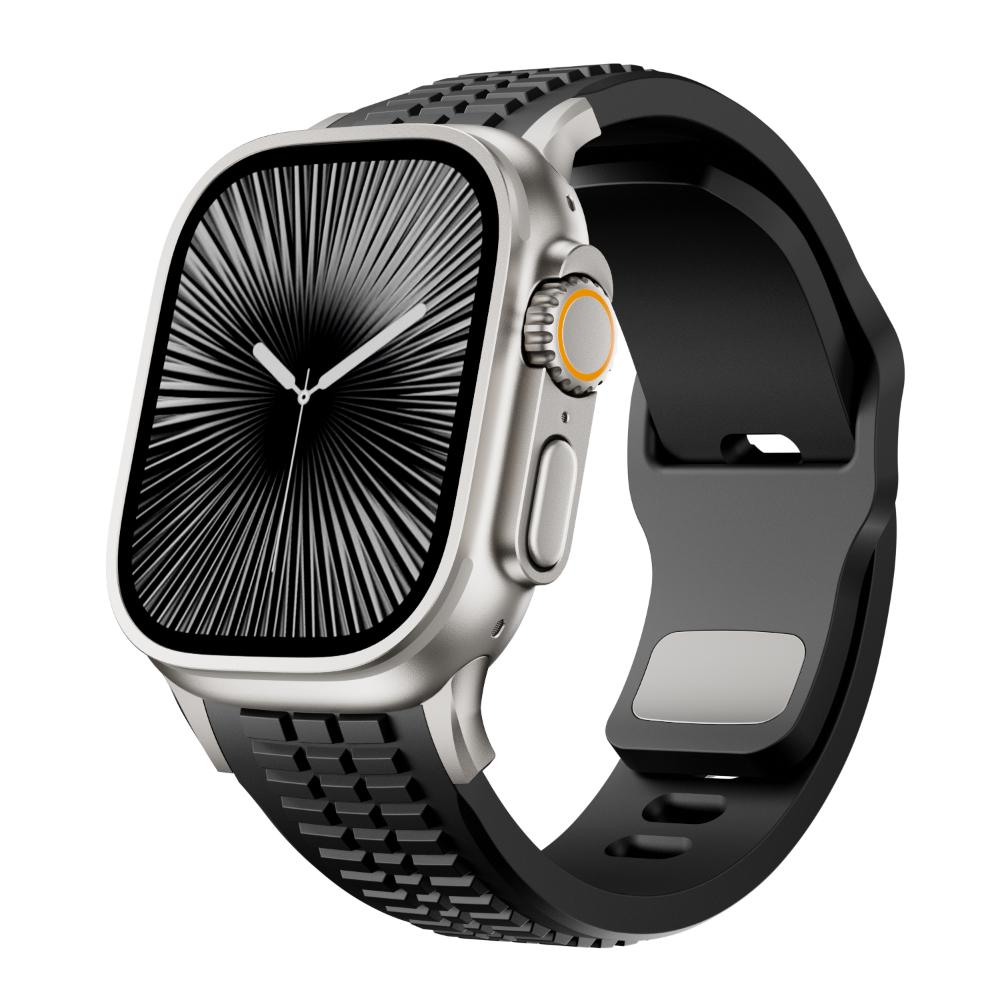 Rubber Watchband For Apple Watch Band Ultra 3 2 1 49mm Sports Silicone Bracelet For iWatch 11 10 9 8 SE 46mm 45mm 44mm Men Strap