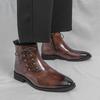 Men’s High Top Black Leather Boots Dress Formal Business Retro Brown Ankle Boots Tuxedo Purple Wedding Shoes Plus Size