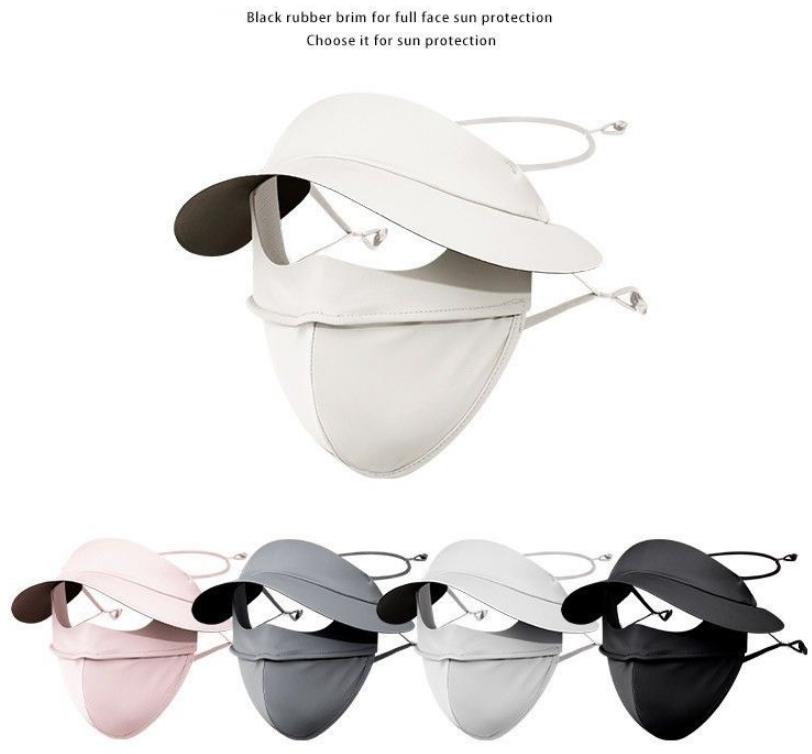 Summer UV protection Polyester Ice Silk Mask Portable Sunshade Breathable Sunscreen Mask Outdoor With Brim Sun Protection Hats