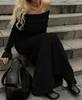 2024 High-End European & American One-Shoulder Sweater Dress - Women's Long, Waist-Hugging, Hip-Wrapping Style