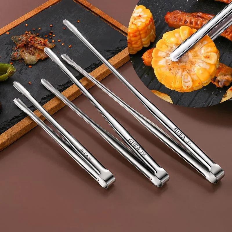 304 Stainless Steel Household Barbecue Clip BBQ Tools Japanese Bread Food Steak Extended Kitchen Gadget Outdoor Accessories